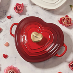 Shallow Heart Cocotte with Light Gold Heart Knob
