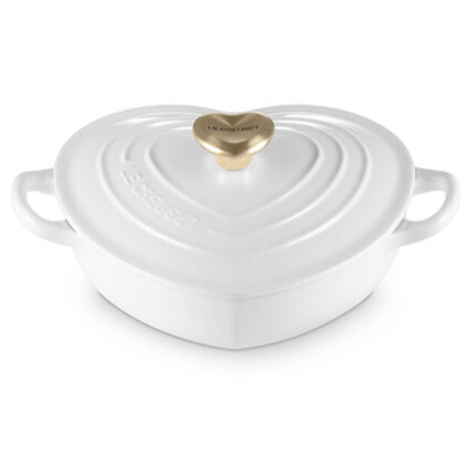 Shallow Heart Cocotte with Light Gold Heart Knob