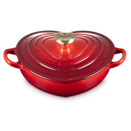 Shallow Heart Cocotte with Light Gold Heart Knob