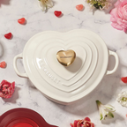 Shallow Heart Cocotte with Light Gold Heart Knob